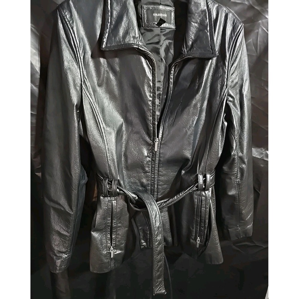 Colebrook~Classic~Leather Jacket ~Womens Size Large~ Zip-up & Tie~ Pockets GUC - Picture 10 of 10